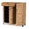 Baxton Studio Coolidge ModernOak Brown Finished Wood 3-Door Shoe Storage Cabinet with Drawer 196-11928-ZORO - alternate 3
